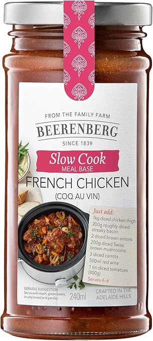 Beerenberg French Chicken Coq Au Vin Slow Cook Sauce, 240 ml